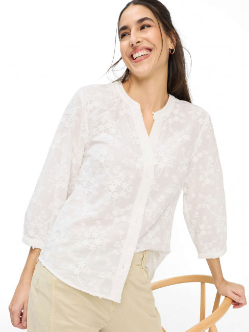 Bomullsblus Velia vit brodyr från Brax