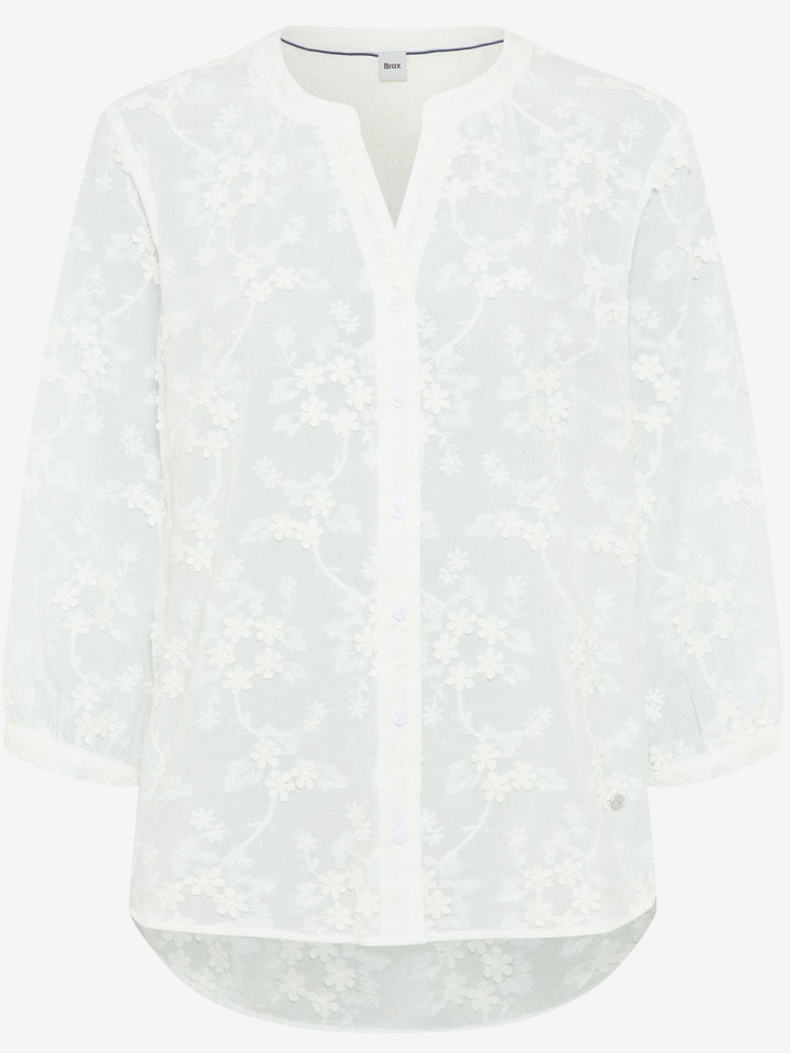 Bomullsblus Velia vit brodyr från Brax