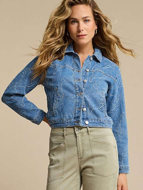 Jeansjacka brodyr denimblå från Red Button