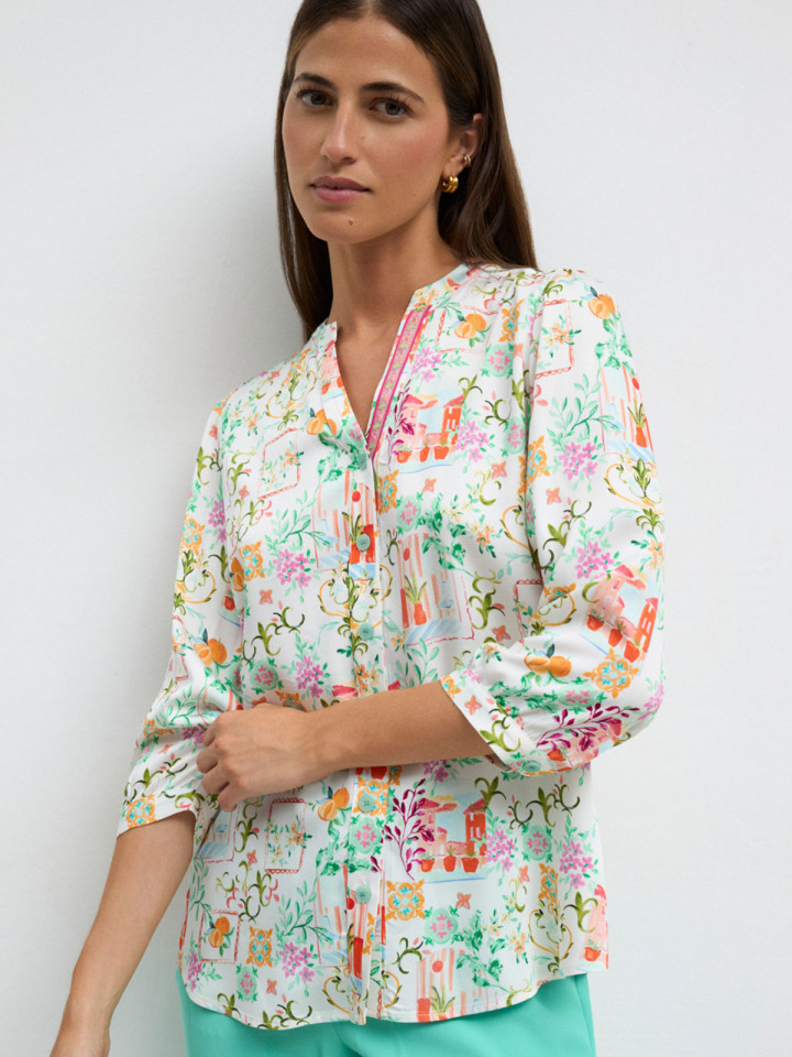 Satinblus Antonila multi vit från Tinta Style