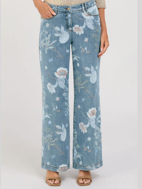 Blommiga Jeans denimblå från Bianca
