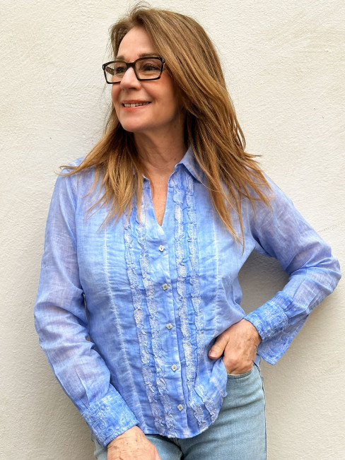 Bomullsblus Devy himmelsblå från Gossip