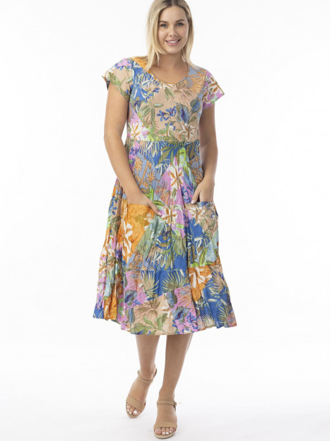 Krinklad bomullsklänning Miramar pastell från Orientique