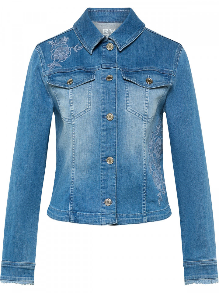 Jeansjacka med brodyr blå från Rabe