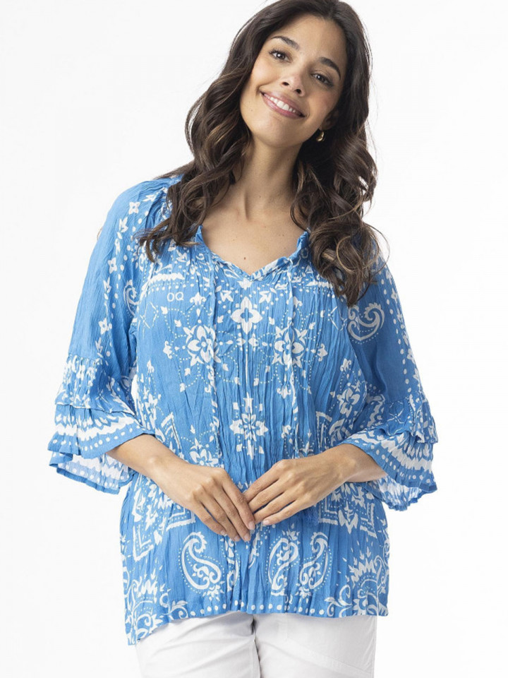 Blus Boho blå/vit från orientique