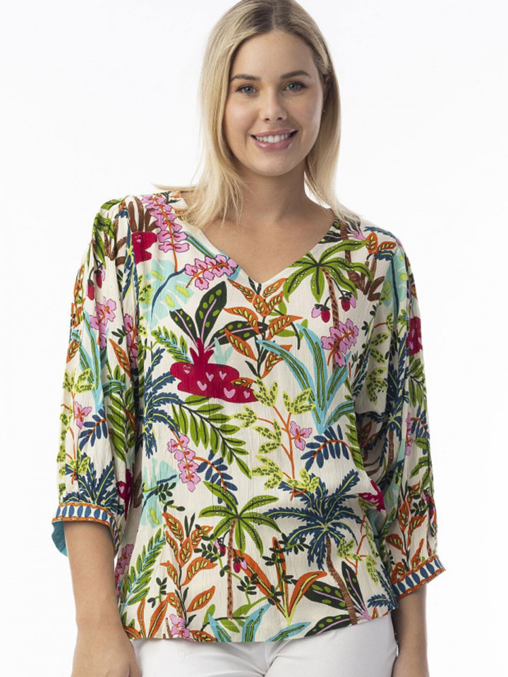 Blus vit/multi från Orientique