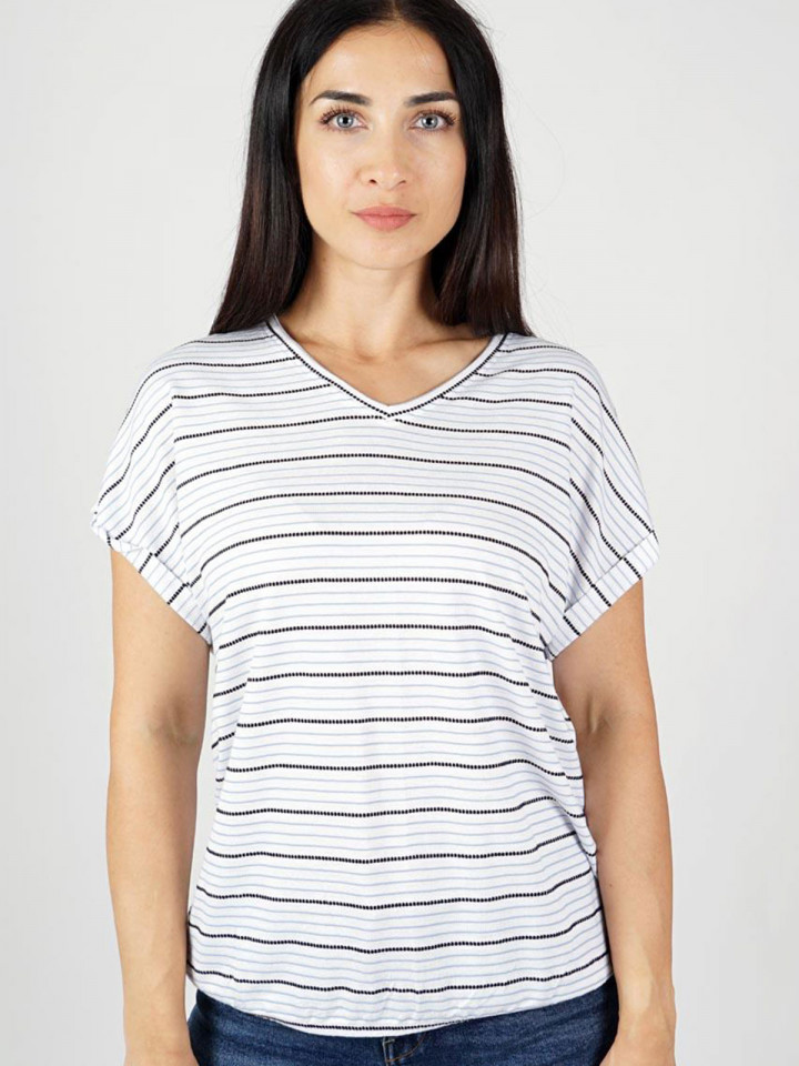 Strukturrandig topp vit/blå från M.X.O