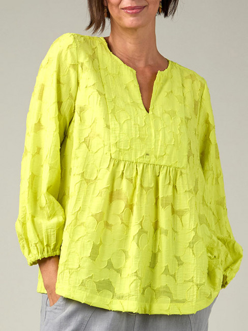 Viskosblus limegul blom från Sahara