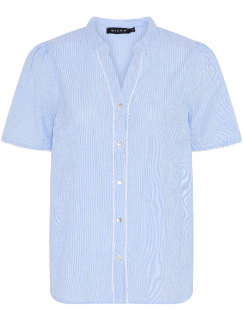 Bomullsblus ljusblå rand från Micha