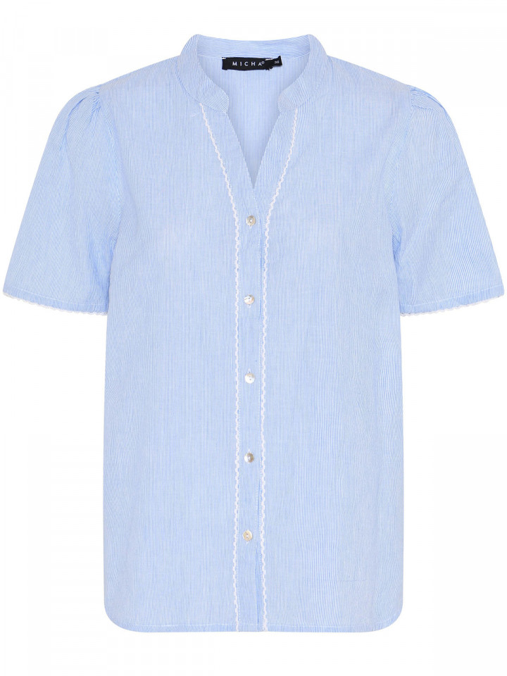 Bomullsblus ljusblå rand från Micha