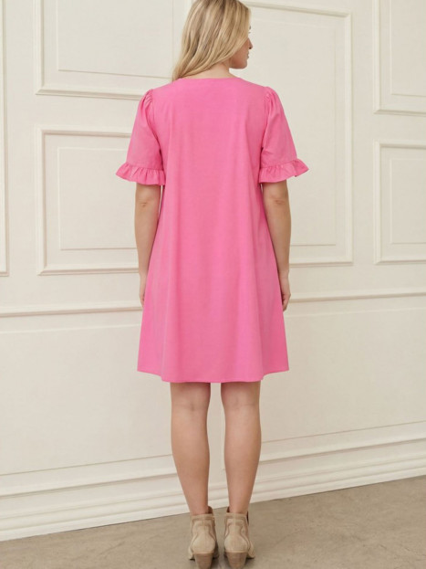 Klänning Sigga Flounce rosa från Isay