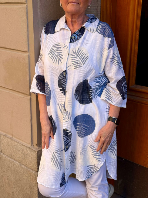 Tunika med knäppning vit från Hillevi of Sweden