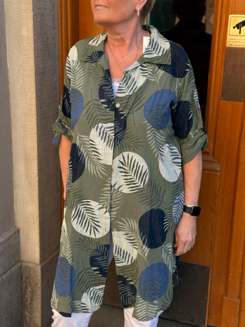 Tunika med knäppning grön från Hillevi of Sweden