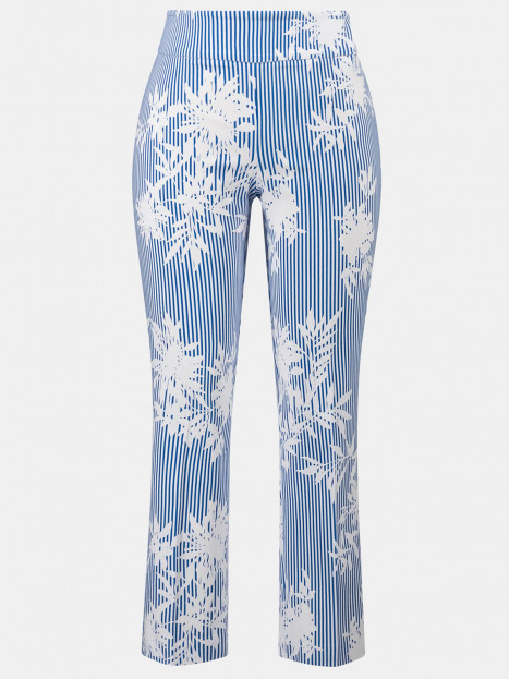Stretchig byxa rand-blomma blå från Joseph Ribkoff
