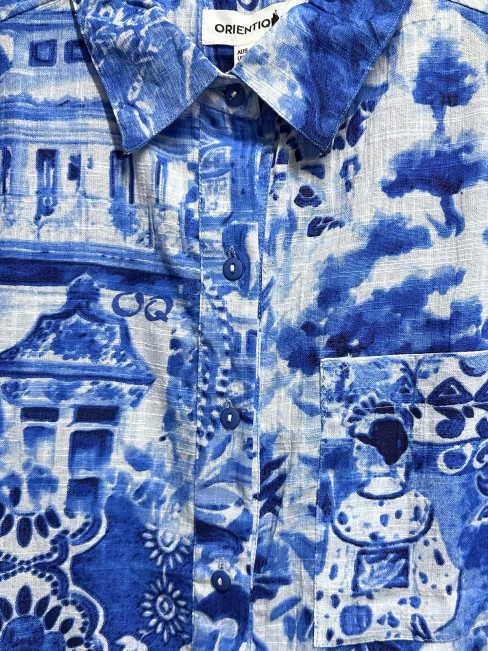 Kortärmad skjorta Okayama blå från Orientique 2
