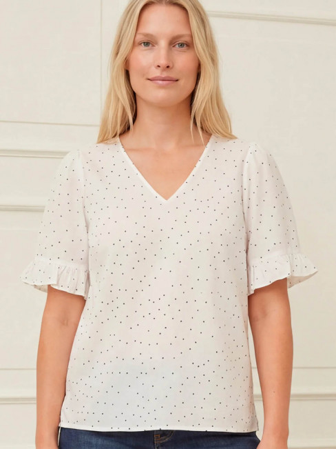 Blus Molly vit/svart prick från Isay