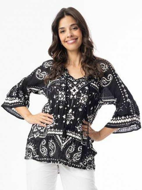 Blus Boho svart/vit från Orientique