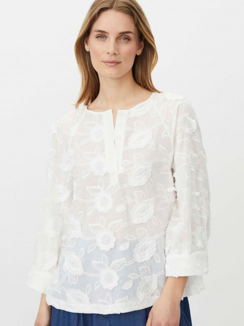 Blus Brenya vit applikation/brodyr från Masai