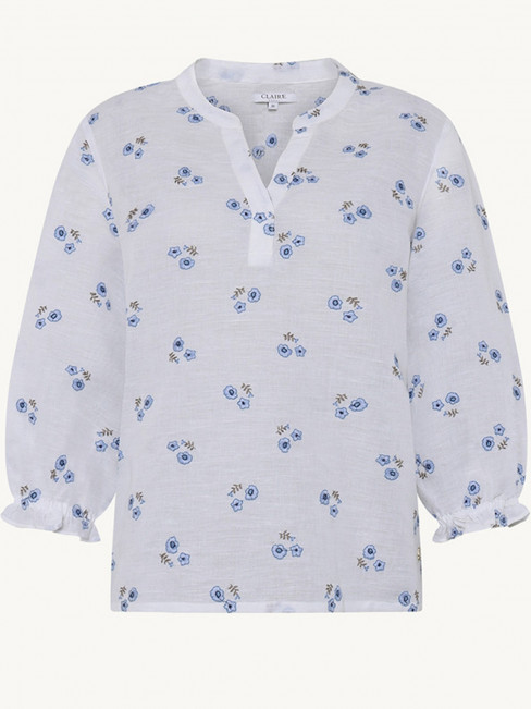 Blus Rikkeliza vit blå brodyrblom från Claire