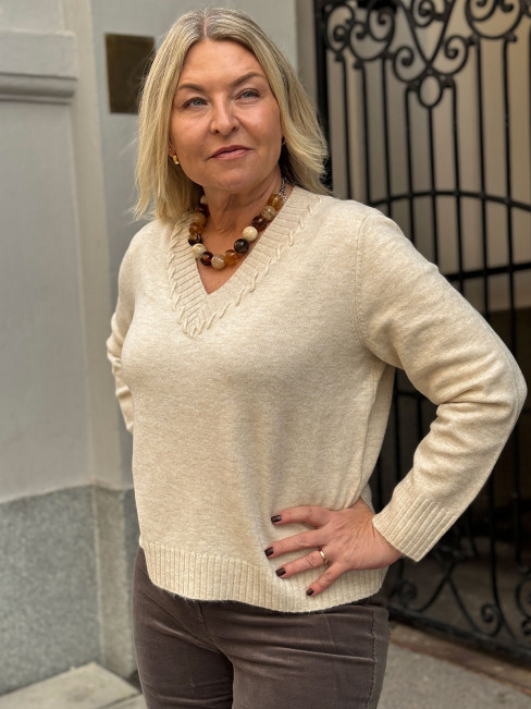 Finstickad tröja Venus Creme från Bianca 2