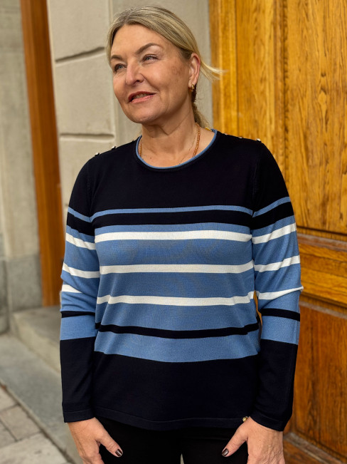 Finstickad tröja blå/ljusblå från Micha