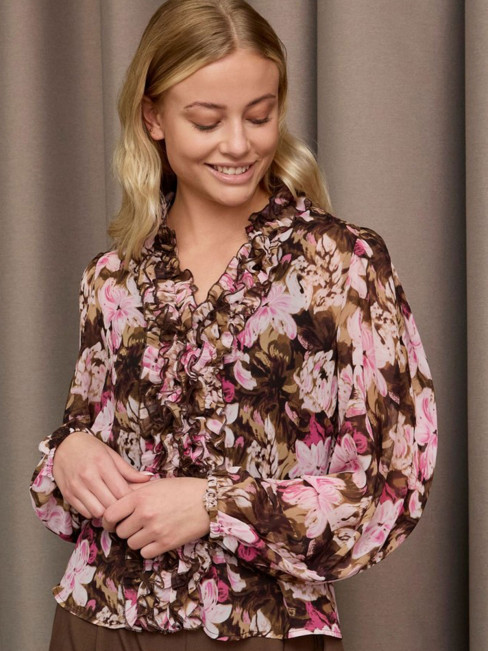 Chiffongblus Vibse Rosa blom från Isay