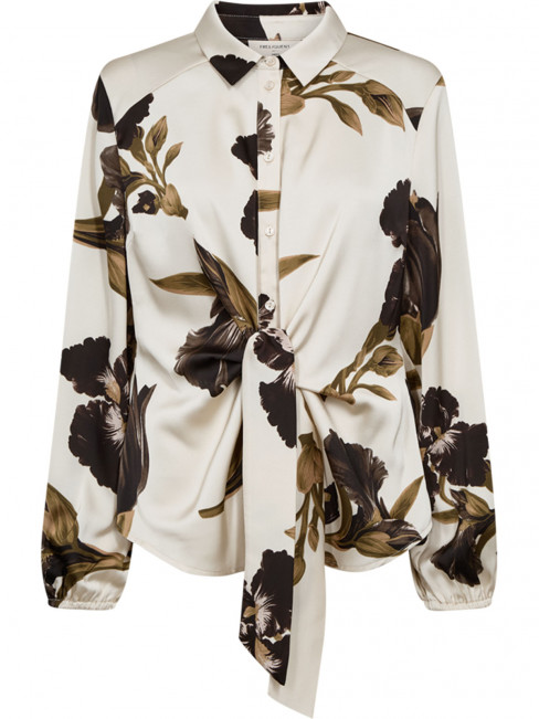 Satinblus Zila med knut creme/brun från FreeQuent