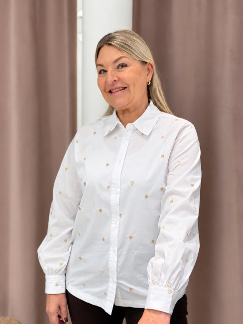 Blus med broderade hjärtan från Sunday