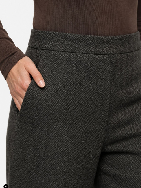 Mirakelbyxa Flanna mörk brun/grå herringbone  från Stehmann 2
