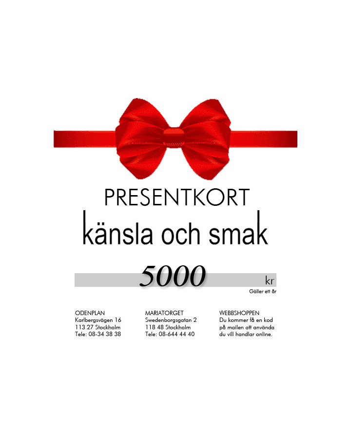 Presentkort 5000 kr