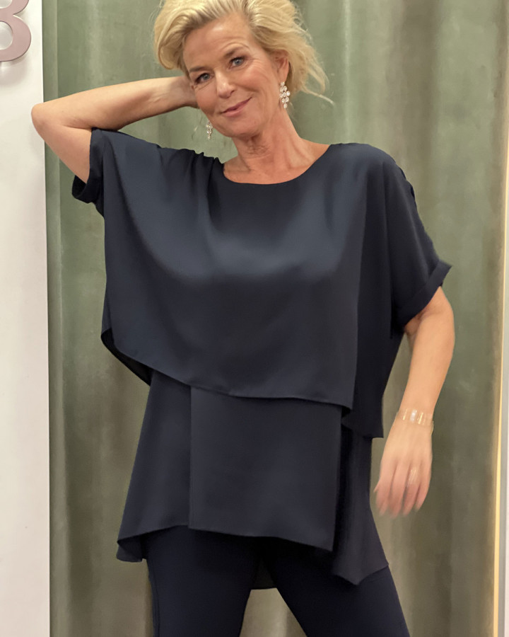 Blus Asymmetrisk Marin